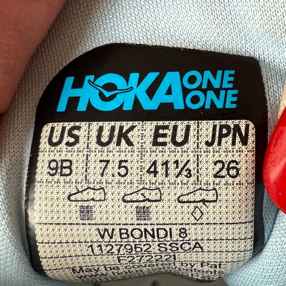 HOKA ONE ONE Bondi 8 Blue Summer Song Blue Yellow Country Air Size 9B - Picture 6 of 7